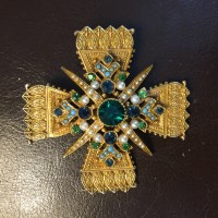 ART Винтажная брошь-кулон  "Мальтийский крест"