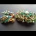 BEAUJEWELS Комплект винтажный - Брошь и серьги  "Зеленый"