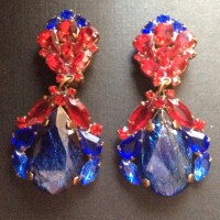 LILIEN Клипсы Чехия Винтаж "Красно - синии" LILIEN Клипсы Чехия Винтаж "Красно - синии"