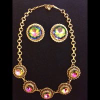 SCHIAPARELLI Комлект винтажный - колье и клипсы. 