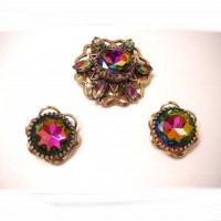 SCHIAPARELLI Комлект винтажный - брошь и клипсы. SCHIAPARELLI Комлект винтажный - брошь и клипсы.